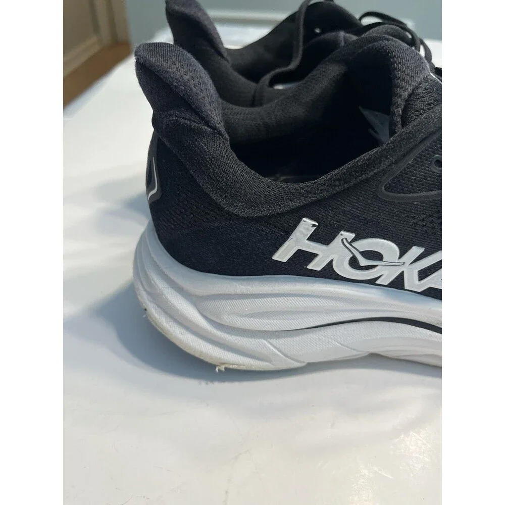 HOKA Clifton 10 Black White Mesh Sneakers Men’s Sz 10 Wide Running Gym Training